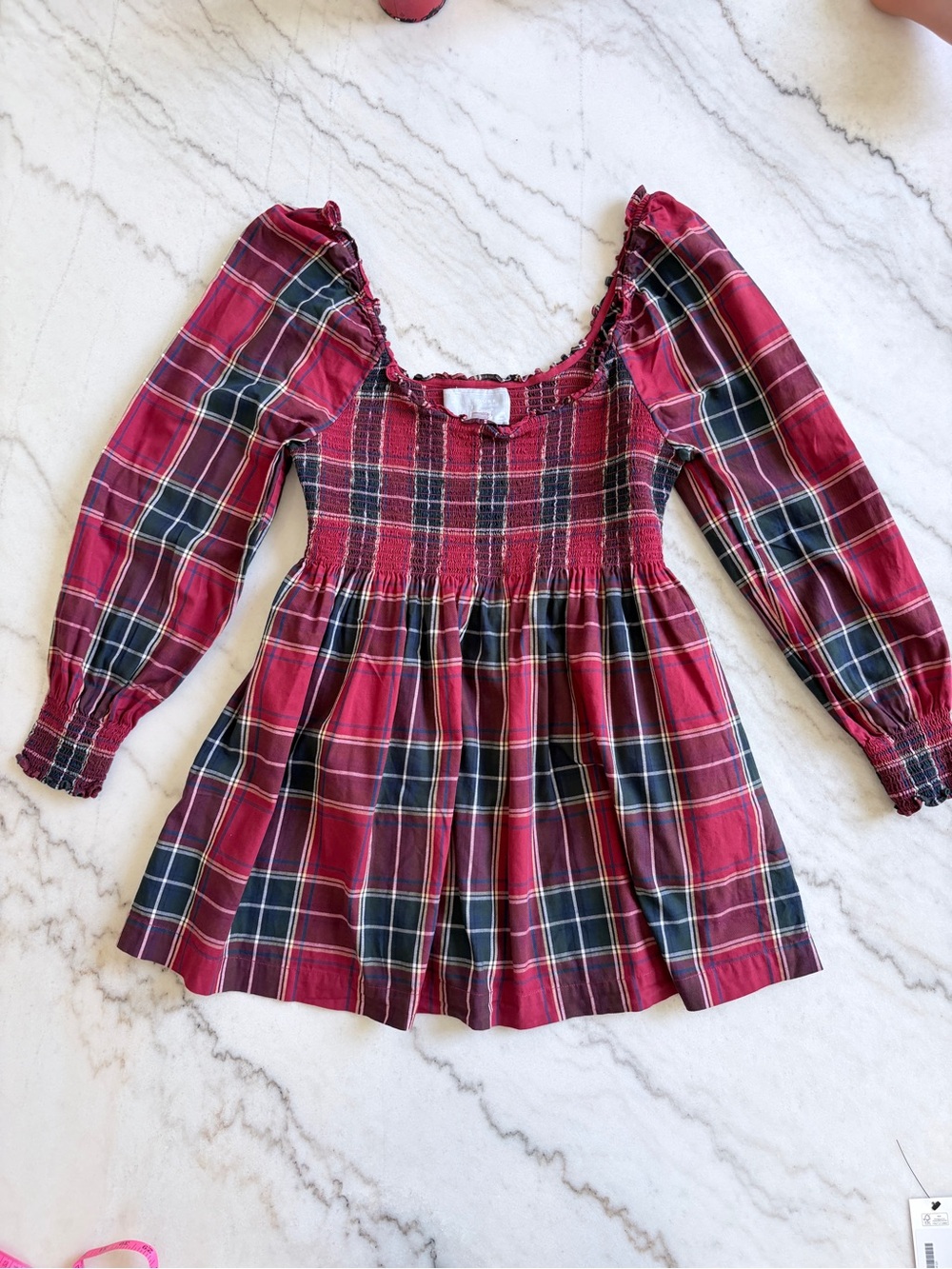 Hill House Home - Norah Nap Dress Red Plaid Smocked Top XXL